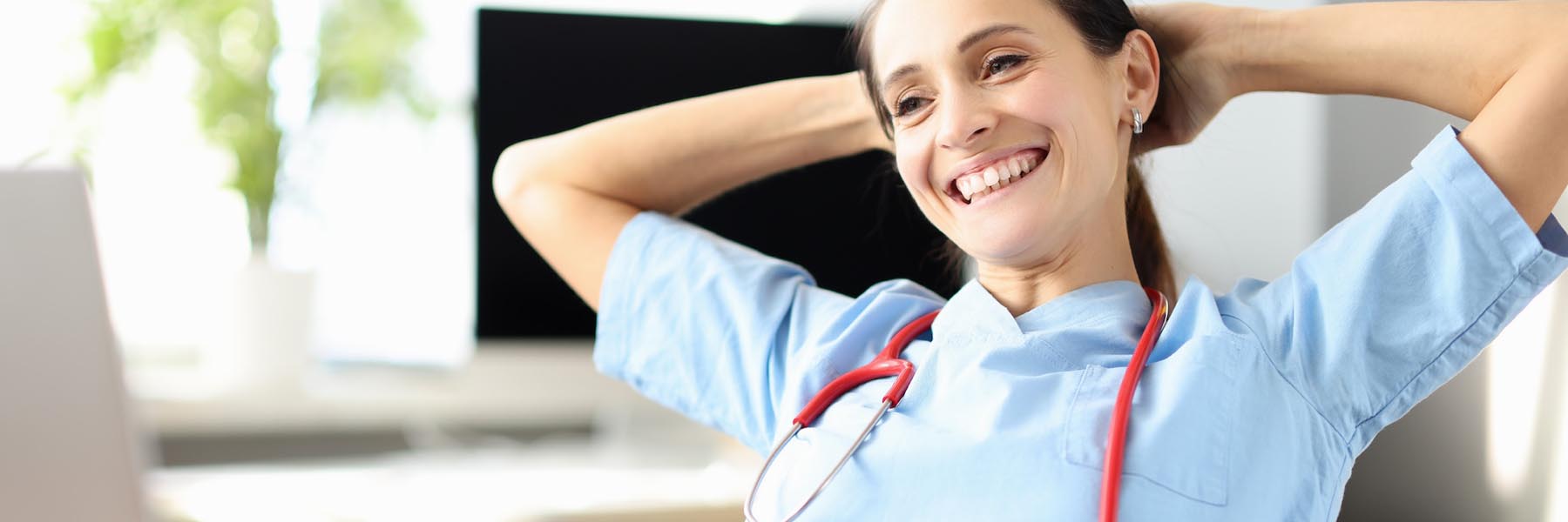 Smiling healthcare provider, representing the benefits of joining Rousia's network for increased visibility and patient referrals.